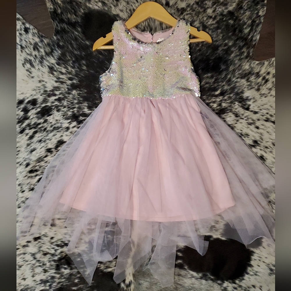 Sequin and Tulle Pink Kids Dress